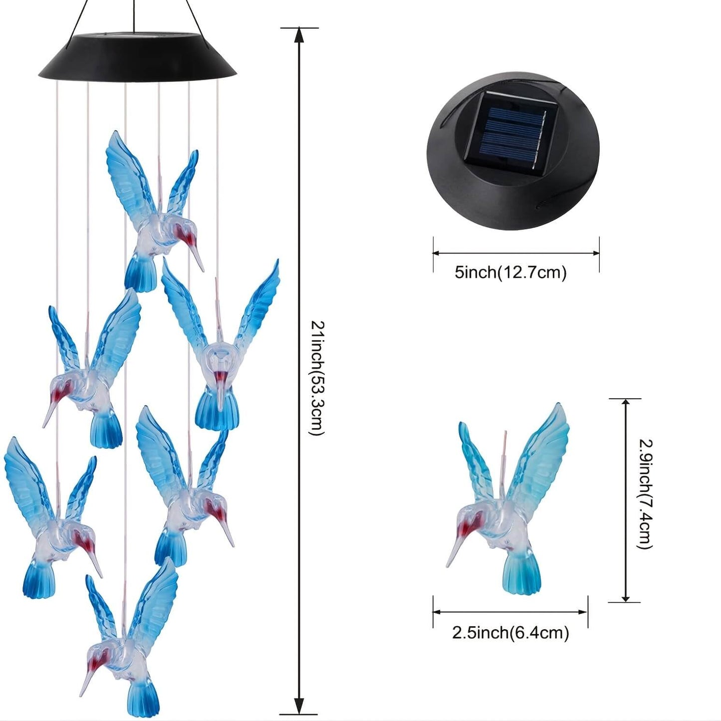 Bird Solar LED Wind Chimes