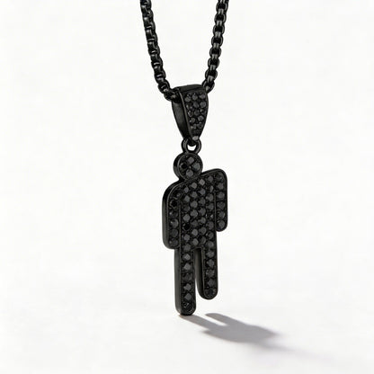 Blohsh Rhinestone Stickman Pendant Necklace