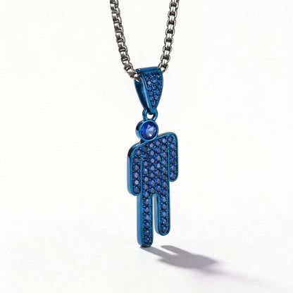 Blohsh Rhinestone Stickman Pendant Necklace