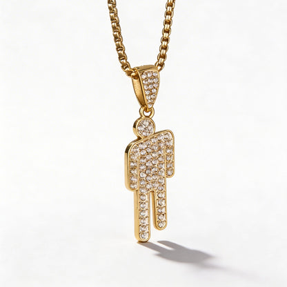 Blohsh Rhinestone Stickman Pendant Necklace