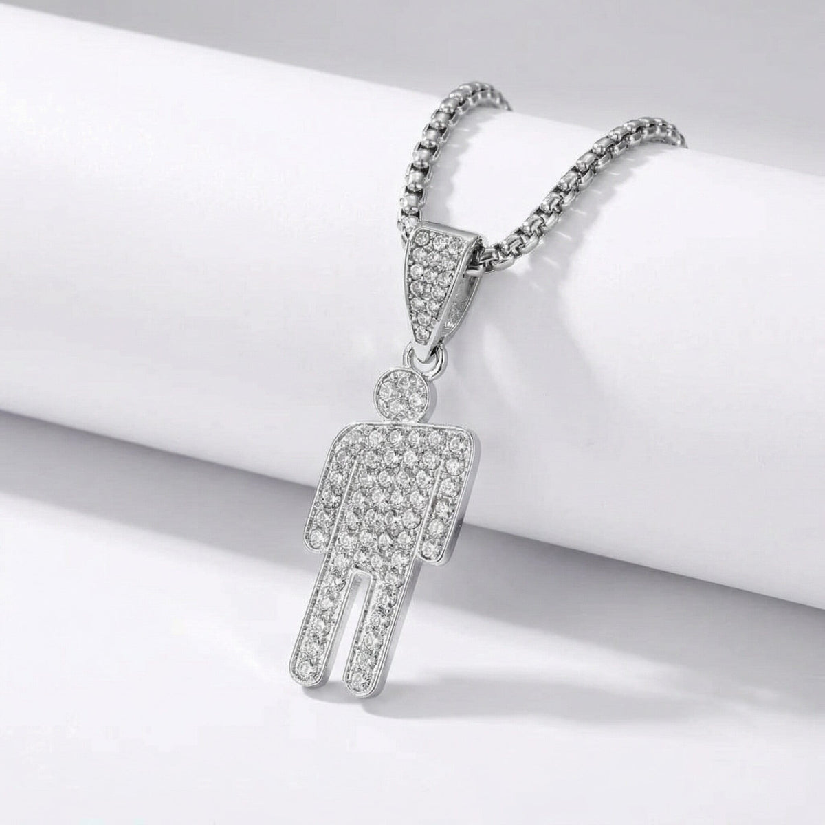 Blohsh Rhinestone Stickman Pendant Necklace