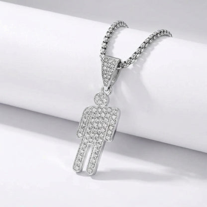 Blohsh Rhinestone Stickman Pendant Necklace