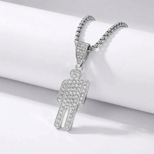 Blohsh Rhinestone Stickman Pendant Necklace