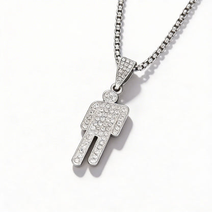 Blohsh Rhinestone Stickman Pendant Necklace