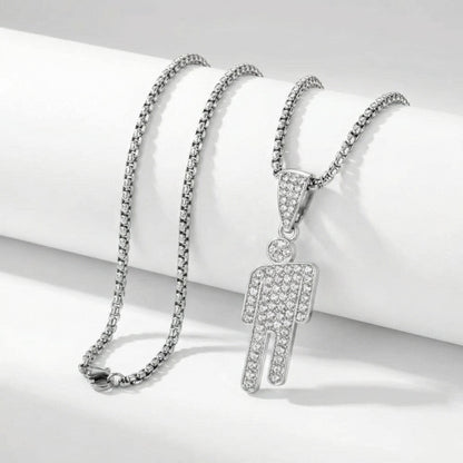 Blohsh Rhinestone Stickman Pendant Necklace