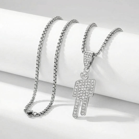 Blohsh Rhinestone Stickman Pendant Necklace