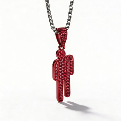 Blohsh Rhinestone Stickman Pendant Necklace