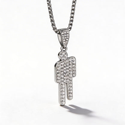 Blohsh Rhinestone Stickman Pendant Necklace