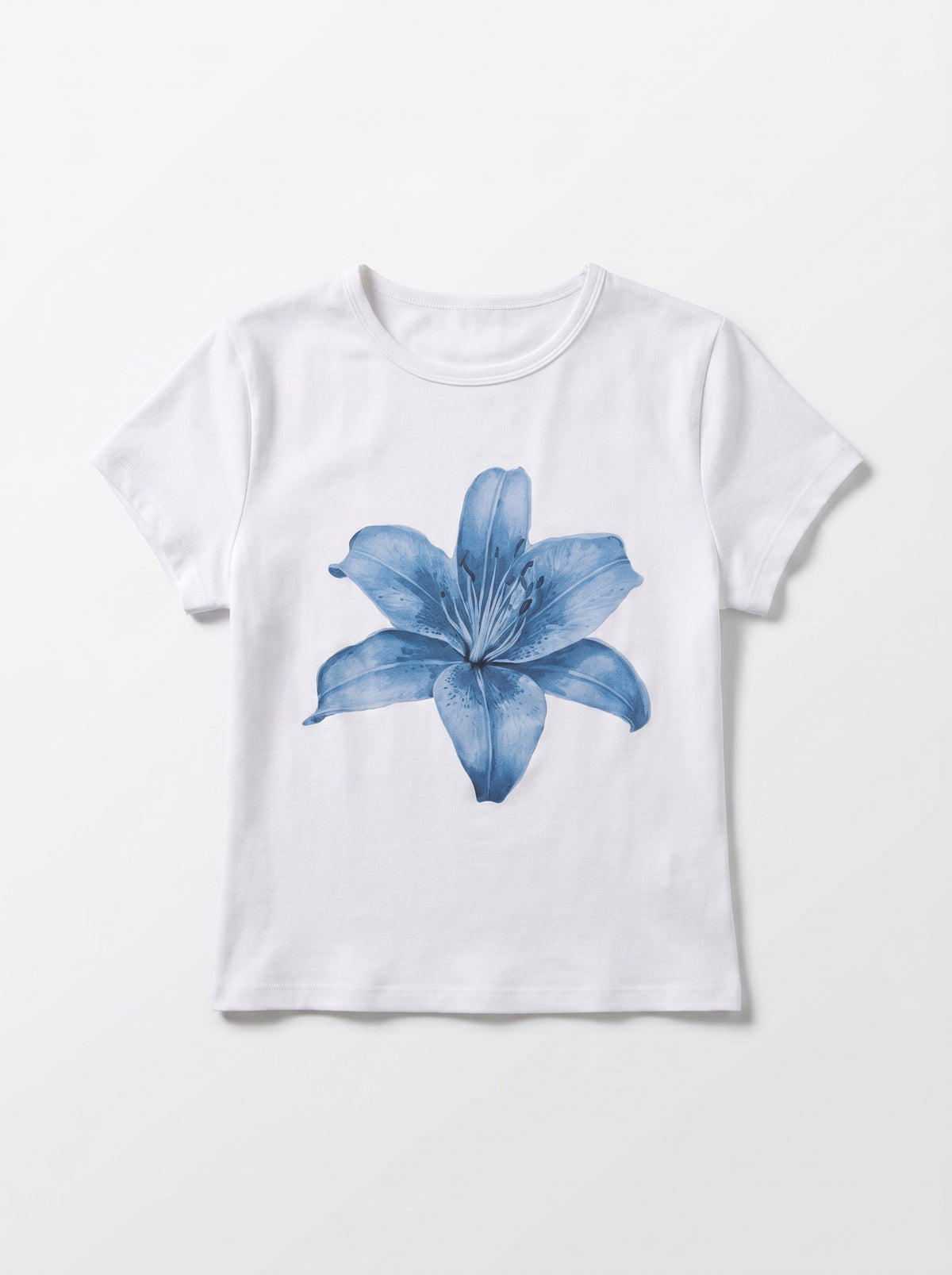 Blue Lily Graphic Crop Tee