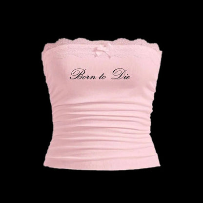 "Born to Die" Lace Tube Top