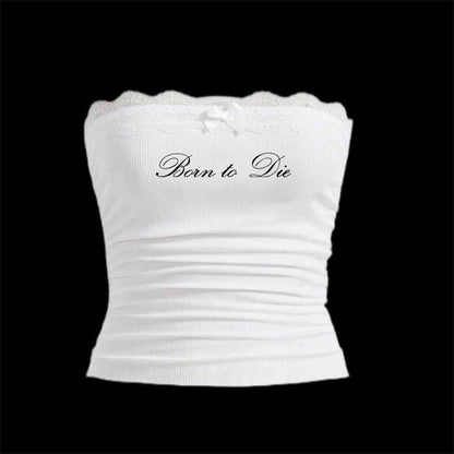 "Born to Die" Lace Tube Top
