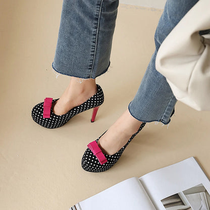 Bowknot Polka Dot Platform Heels