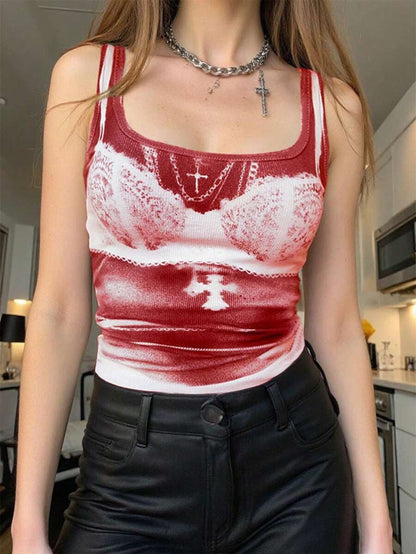 Bra & Crosses Graphic Tank Top