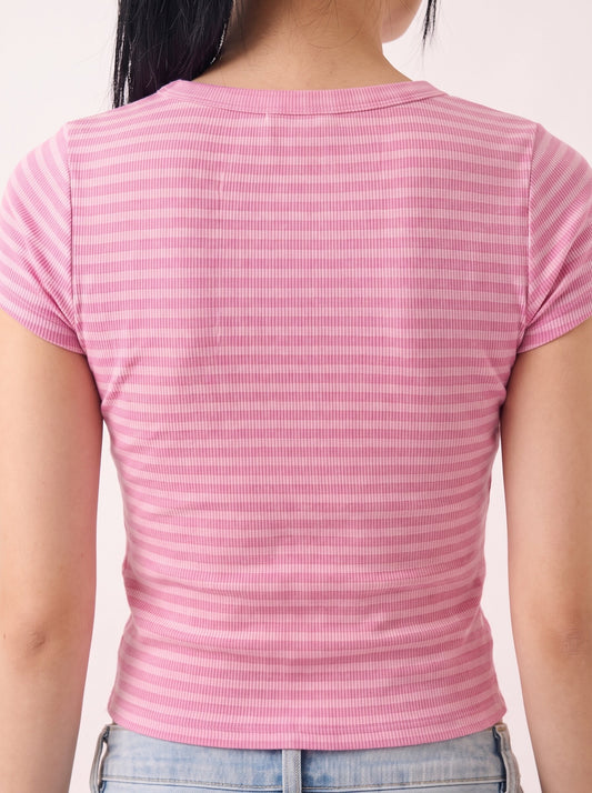 Bubblegum Pink Striped Tee