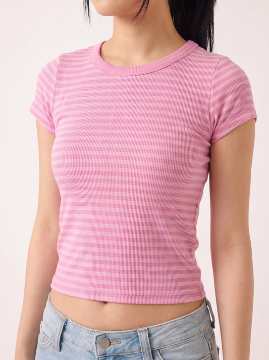 Bubblegum Pink Striped Tee