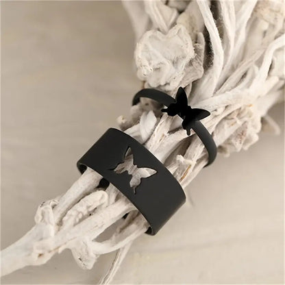 Butterfly Cut-out Couple Ring Set
