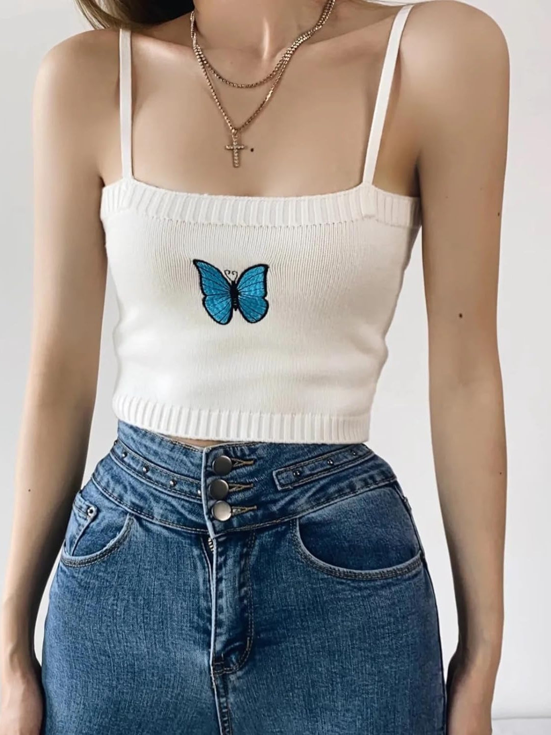 Butterfly Embroidery Camisole