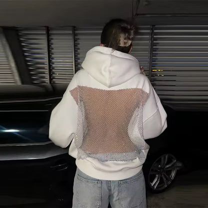 Backless Crystal Mesh Hoodie