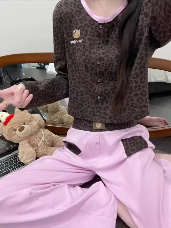 Hello Kitty Leopard Print Pajamas Set