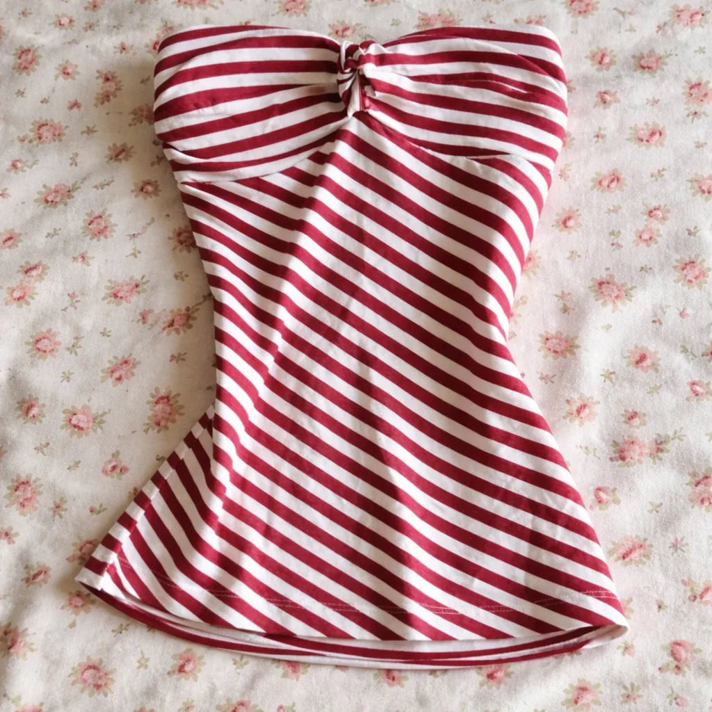 Candy Cane Sweetheart Tube Top