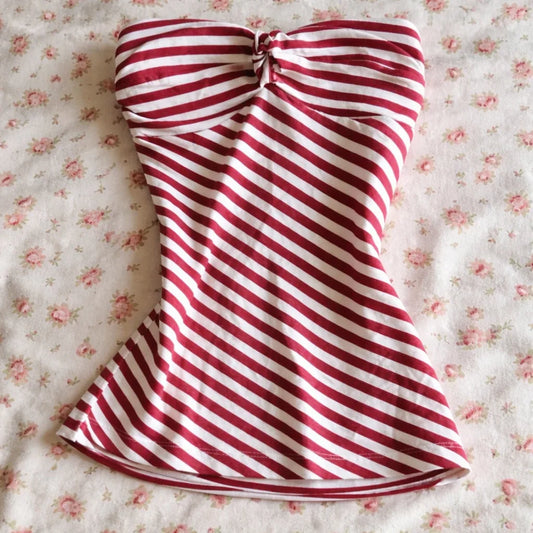 Candy Cane Sweetheart Tube Top