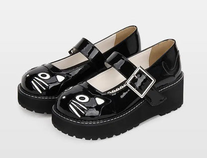Kitty Face Mary Jane Shoes