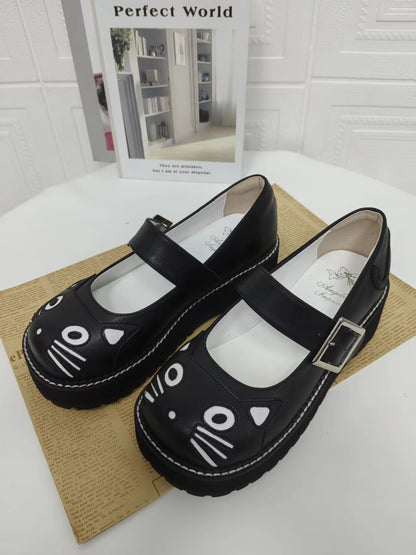 Kitty Face Mary Jane Shoes
