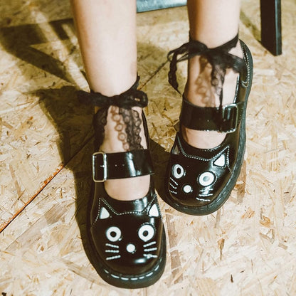 Kitty Face Mary Jane Shoes