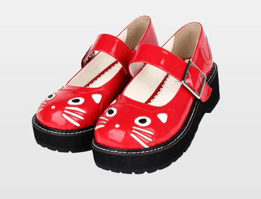 Kitty Face Mary Jane Shoes