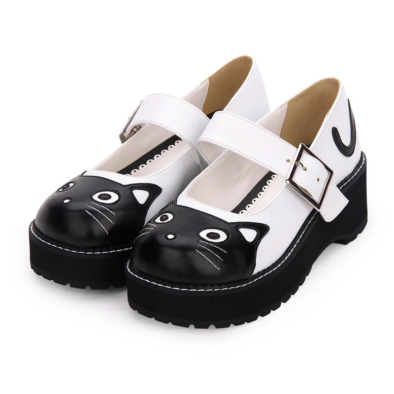 Kitty Face Mary Jane Shoes