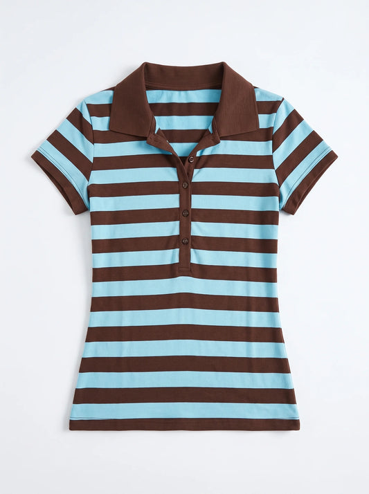 Eloise Coastline Striped Polo Top