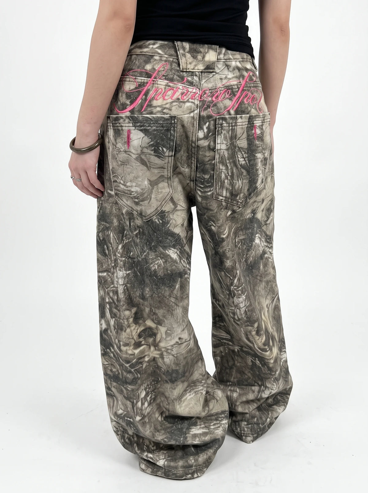 “Sparrow Spot” Camo Wide Leg Jeans