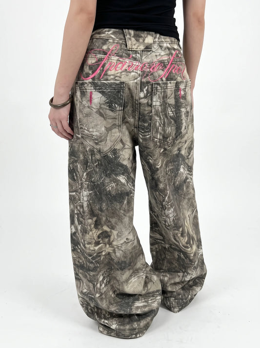 “Sparrow Spot” Camo Wide Leg Jeans