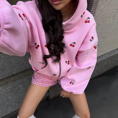 Cherry Drop Zip Hoodie