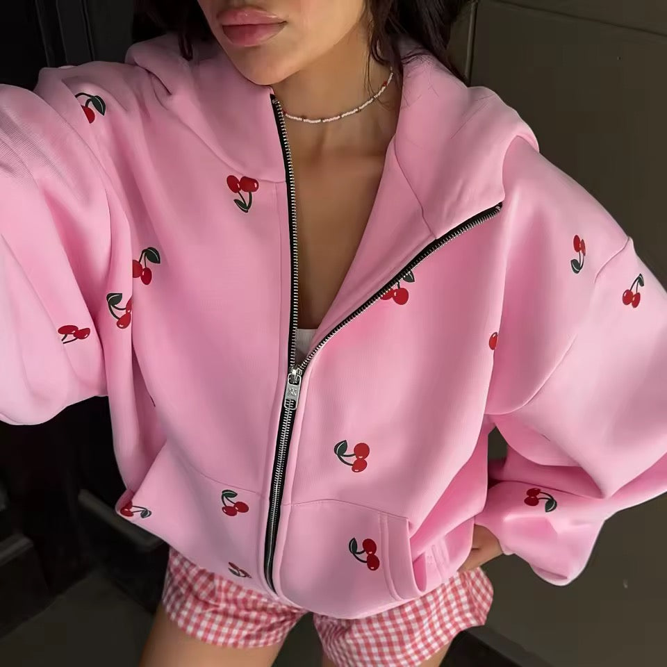 Cherry Drop Zip Hoodie