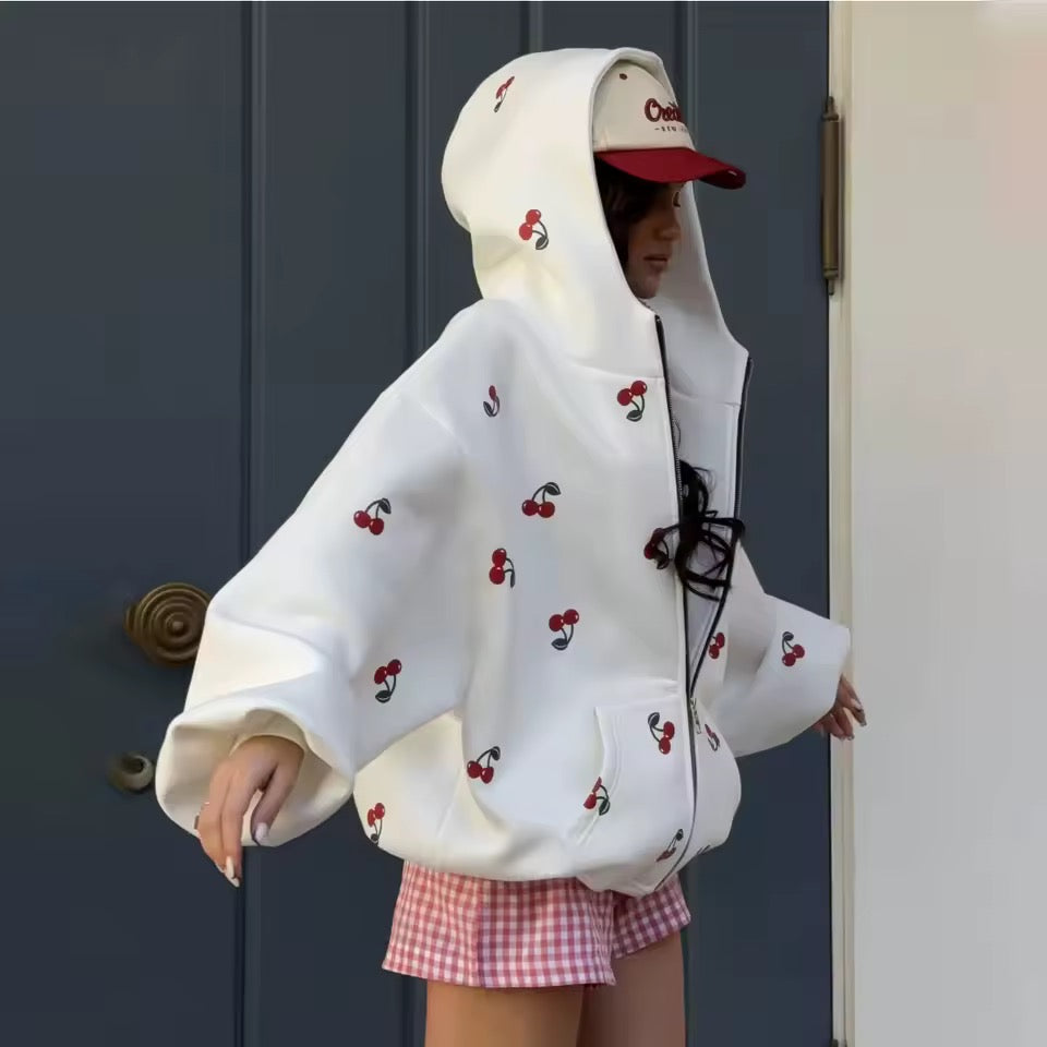 Cherry Drop Zip Hoodie