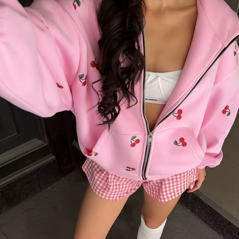 Cherry Drop Zip Hoodie