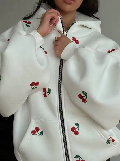 Cherry Drop Zip Hoodie
