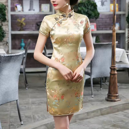 Chinese Floral Dragon Cheongsam Dress