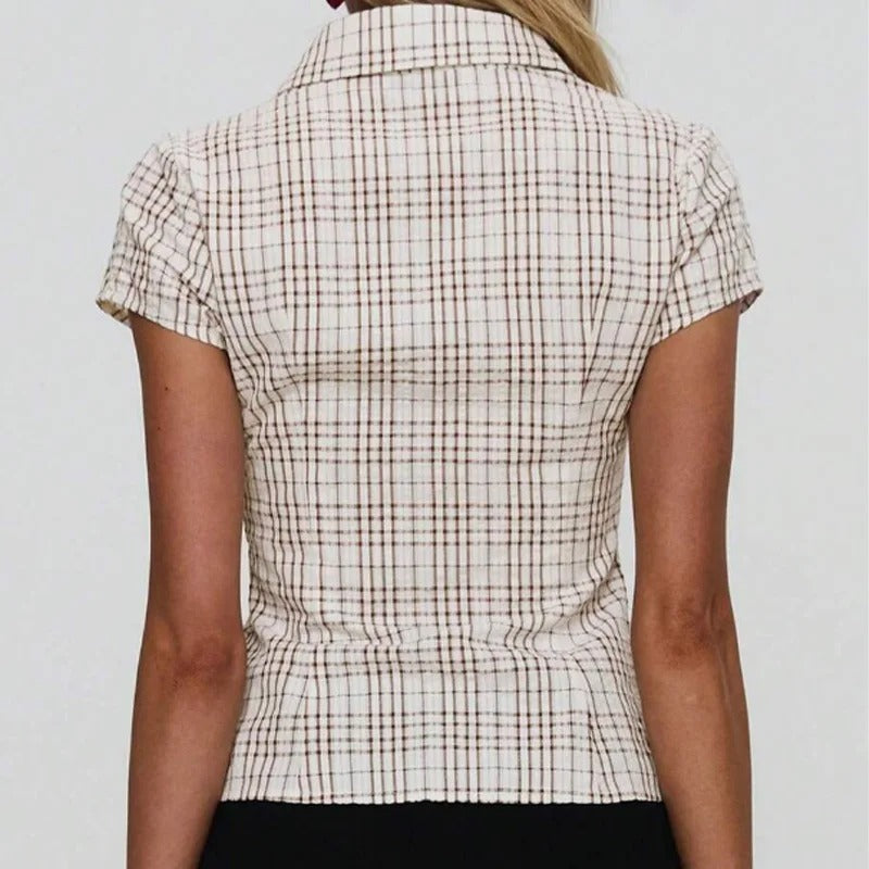 City Chic Plaid Blouse