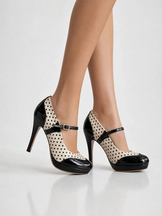 Classical Polka Dot Mary-Jane Heels