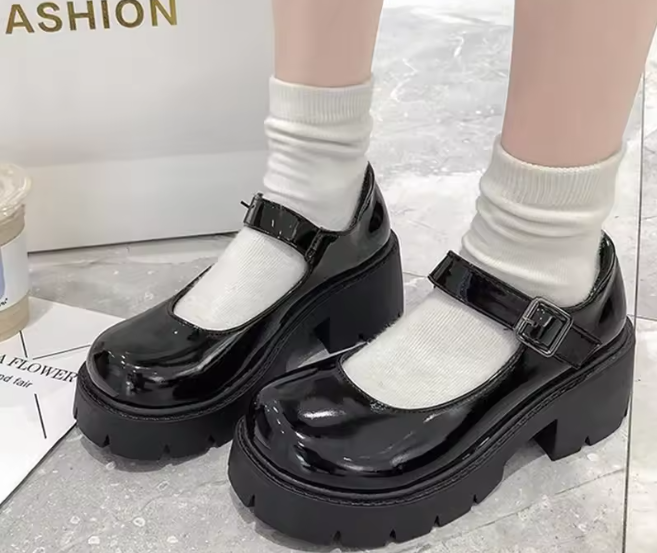 Classical Solid Mary Jane Platforms