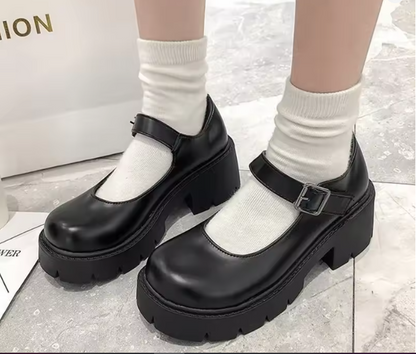 Classical Solid Mary Jane Platforms