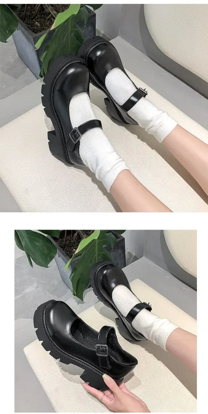 Classical Solid Mary Jane Platforms