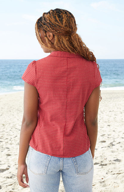 Coastal Charm Plaid Button-Up Shirt