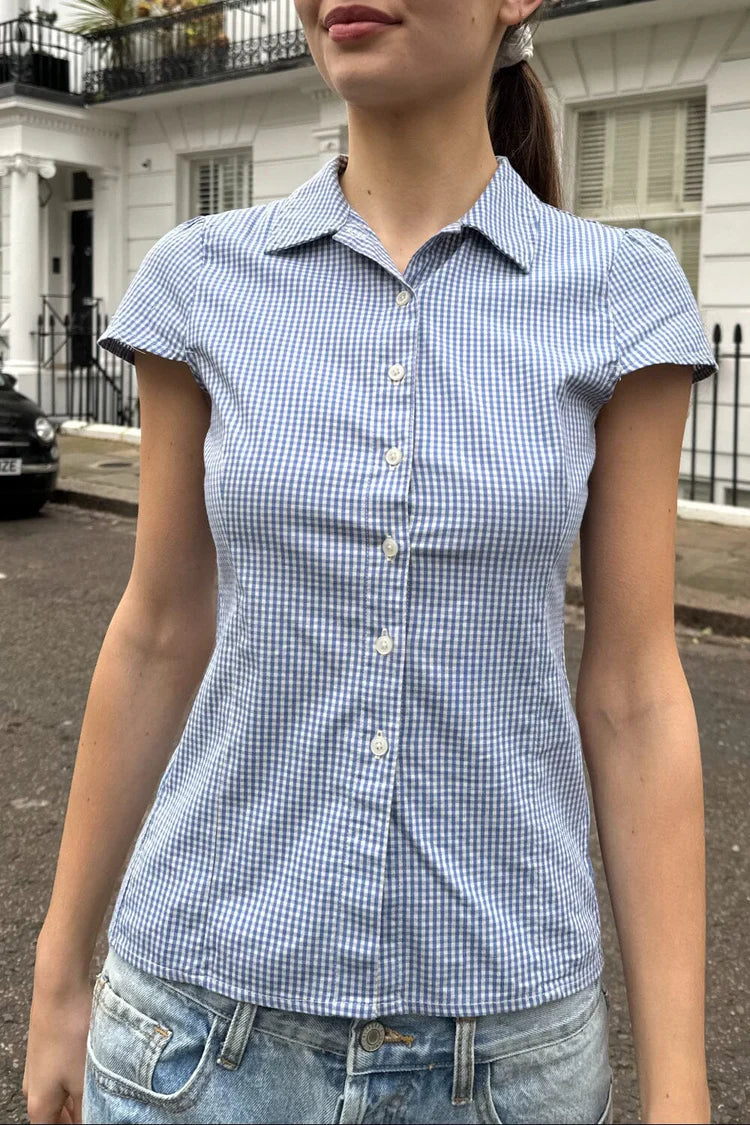 Coastal Charm Plaid Button-Up Shirt
