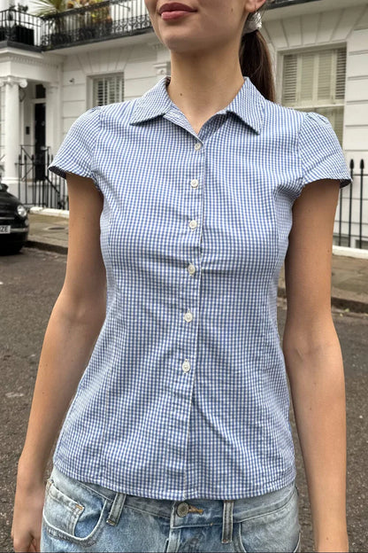 Coastal Charm Plaid Button-Up Shirt