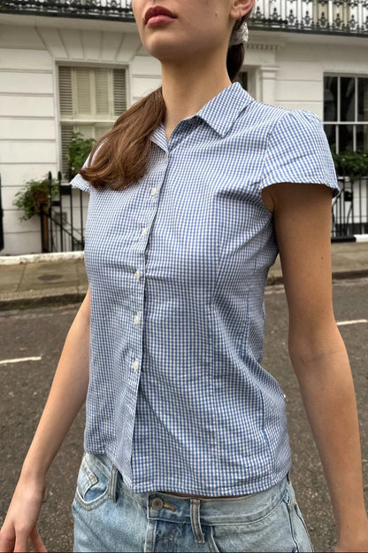 Coastal Charm Plaid Button-Up Shirt