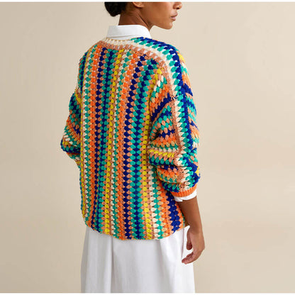 Colorful Striped Knitted Cardigan