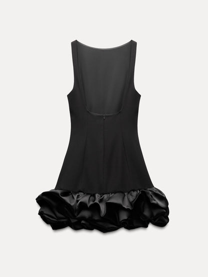 Combination Puff Hem Jumpsuit Dress